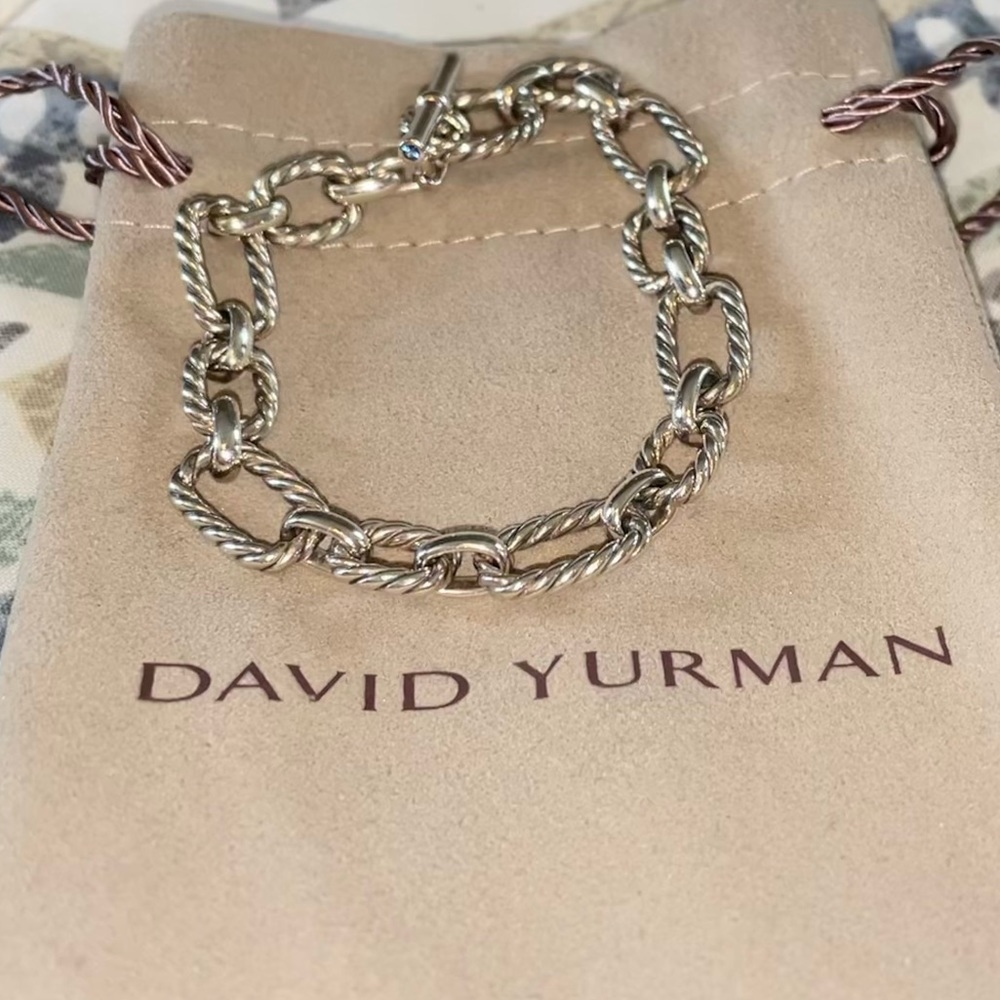 David Yurman Cushion Link Bracelet with Blue Sapphires